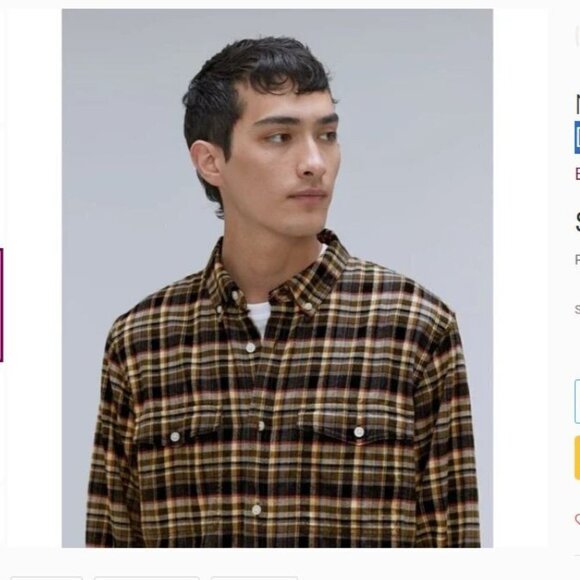 NWT Men's Everlane Casual Fall Flannel Button Down Western Shirt Size Large - Picture 2 of 3